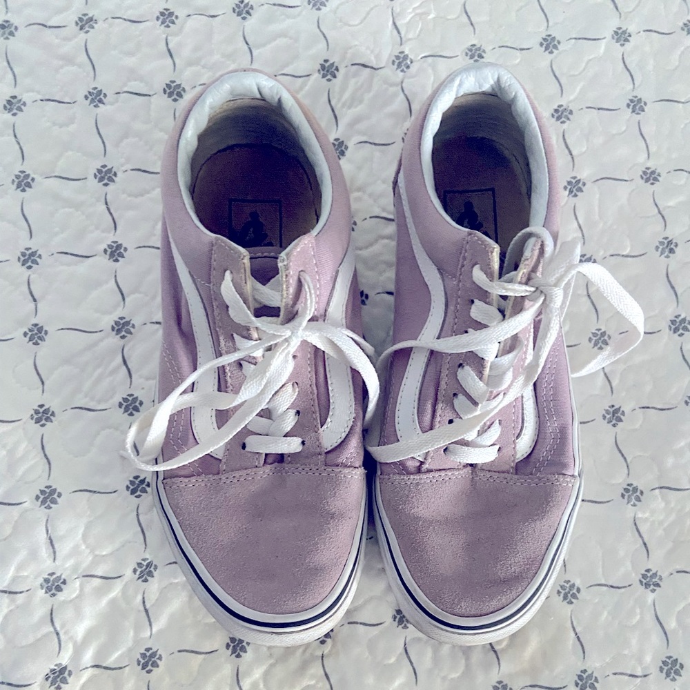 Vans Low Top Sneakers Womens 6 Lavender Canvas Lace Up Old Skool Shoes